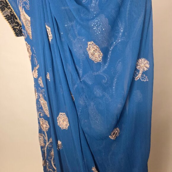 Shalwar Kameez Pakistani / Indian Suit Blue Dress 3 pcs SMALL - Picture 5 of 6